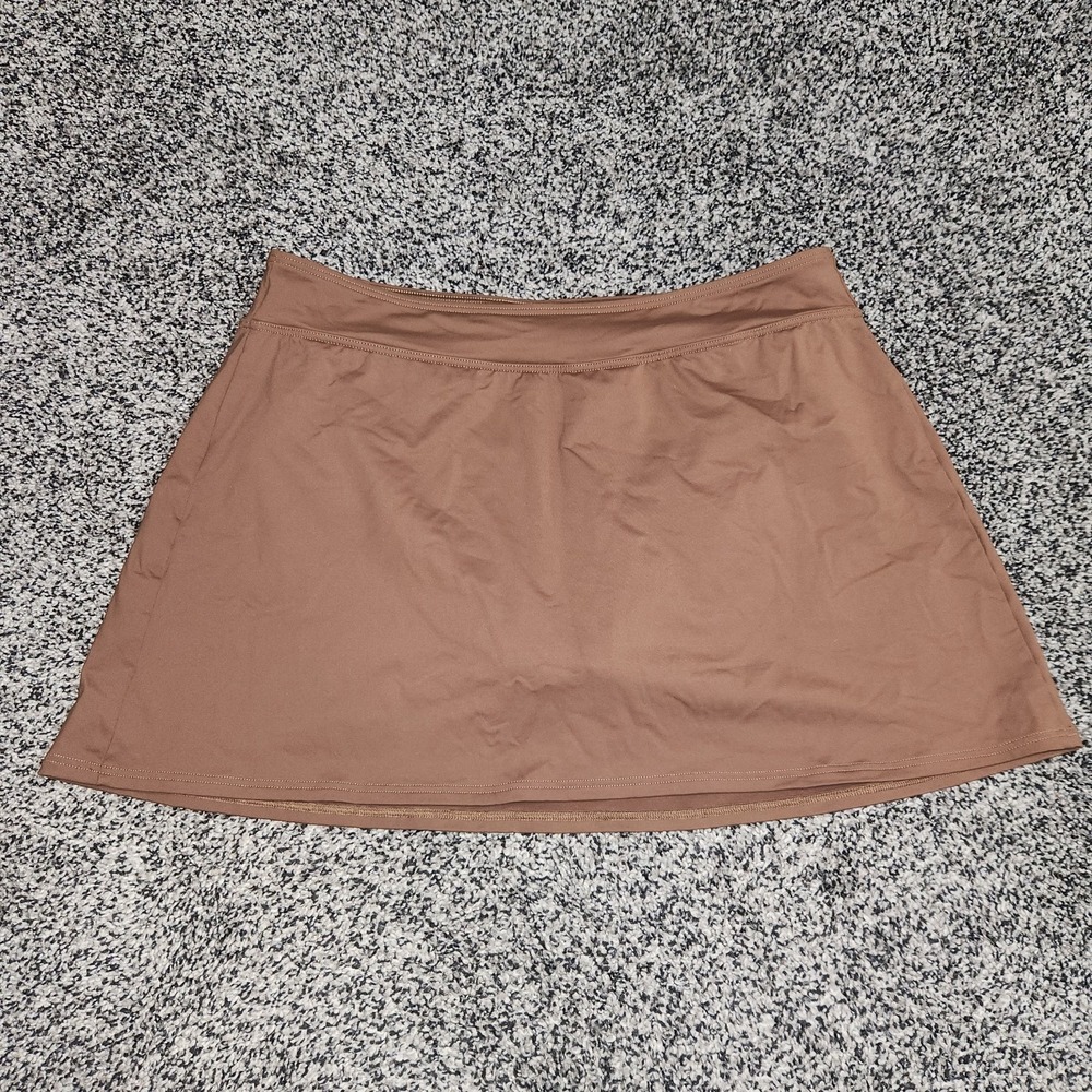 Lands' End Swim Skirt Skort Built In Bikini Brown Womens Sz 12 Slimming Modest